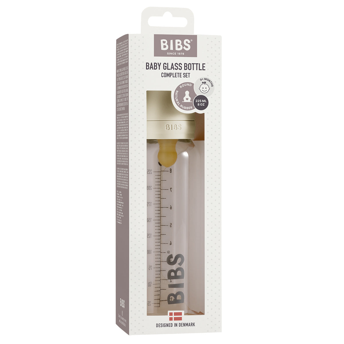 Baby Glass Bottle Complete Set Latex 225ml (Ivory)