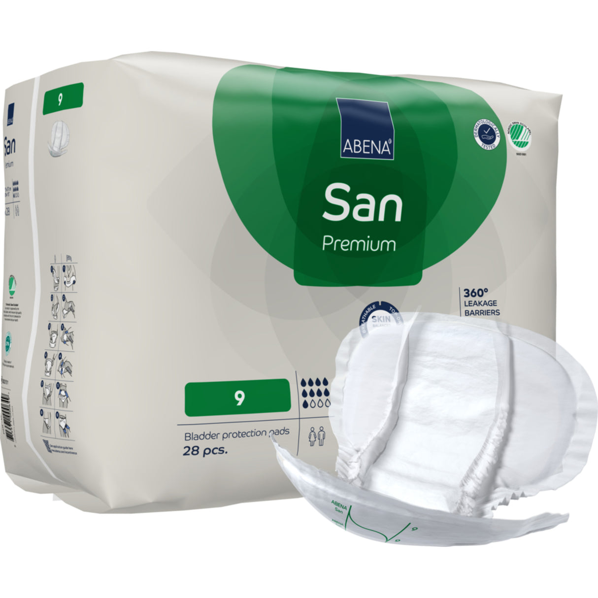 San 9, Kroppsformat Inkontinensskydd med tejp, Premium