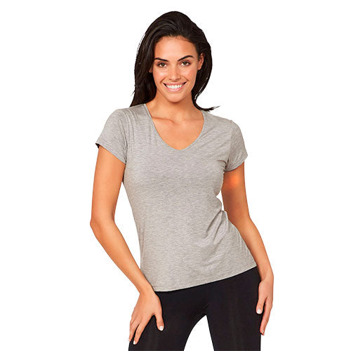 Women´s V-Neck T-Shirt lysegrå str. XL