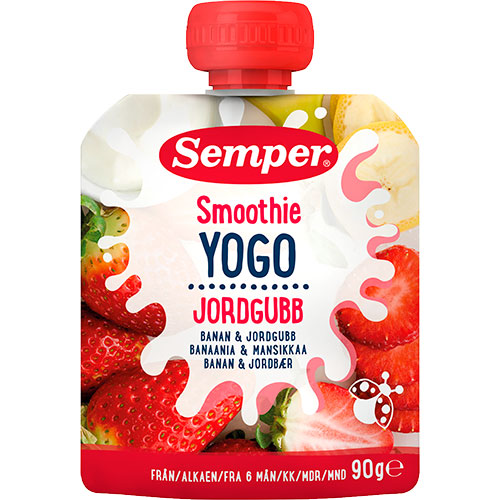 YOGO Smoothie med banan & jordgubbar från 6 mån.