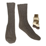 Alpaka Ullstrumpor Vit & Brun Tjocka 2-pack | Strl. 35/38