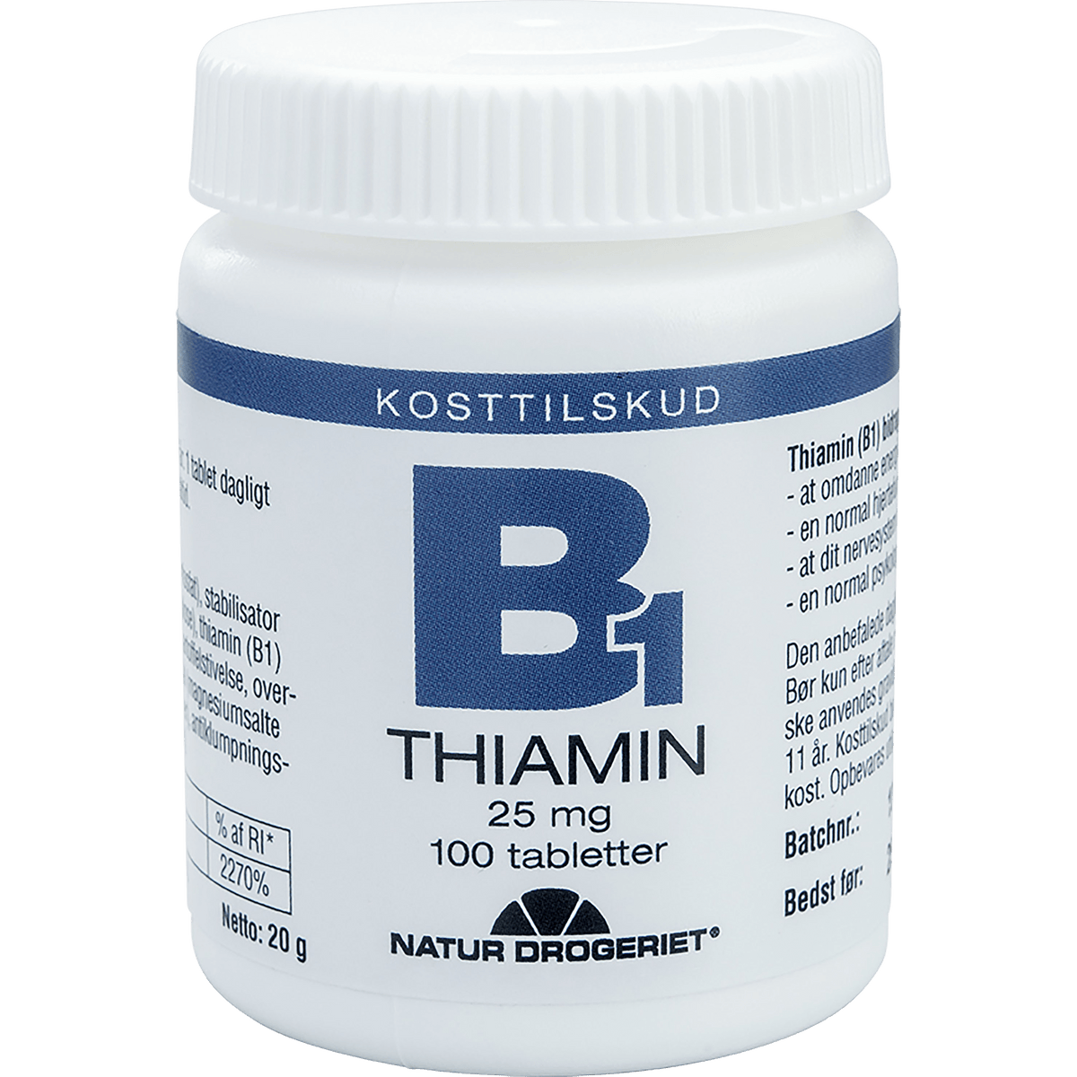Natur-Drogeriet Vitamin B1 25 Mg | 100 tabletter