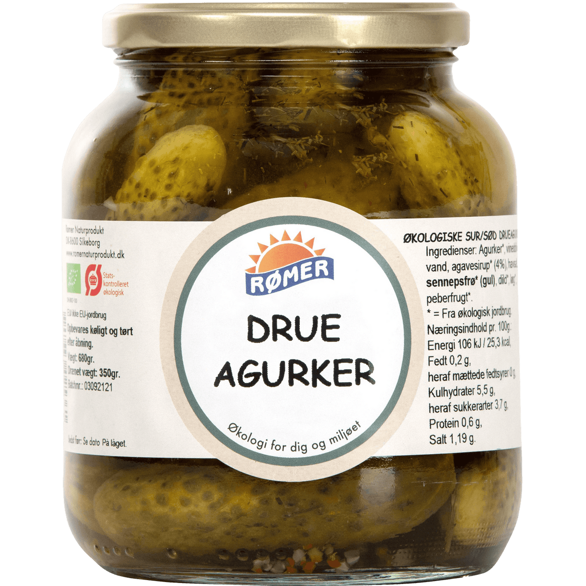 Rømer Gurkor Sur, Söt Ekologisk | 680 g