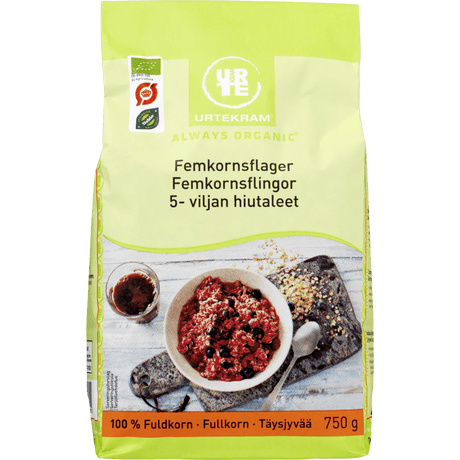 Urtekram Femkornsflingor Ekologisk | 750 g.