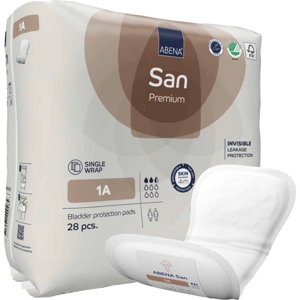 San 1A, Kroppsformat Inkontinensskydd med tejp, Premium