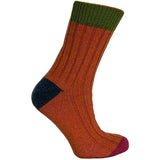 Merinoullstrumpor Lime/orange 