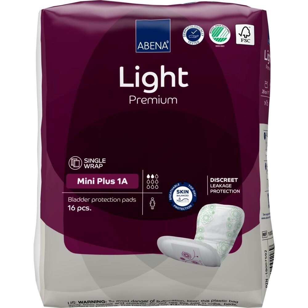 Abena Light Mini Plus 1A Inkontinensskydd | 16 st