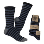 Alpaka Ullstrumpor Mörkgrå/blåstribet & Blå 2-pack Slätstickade | Strl. 43/46