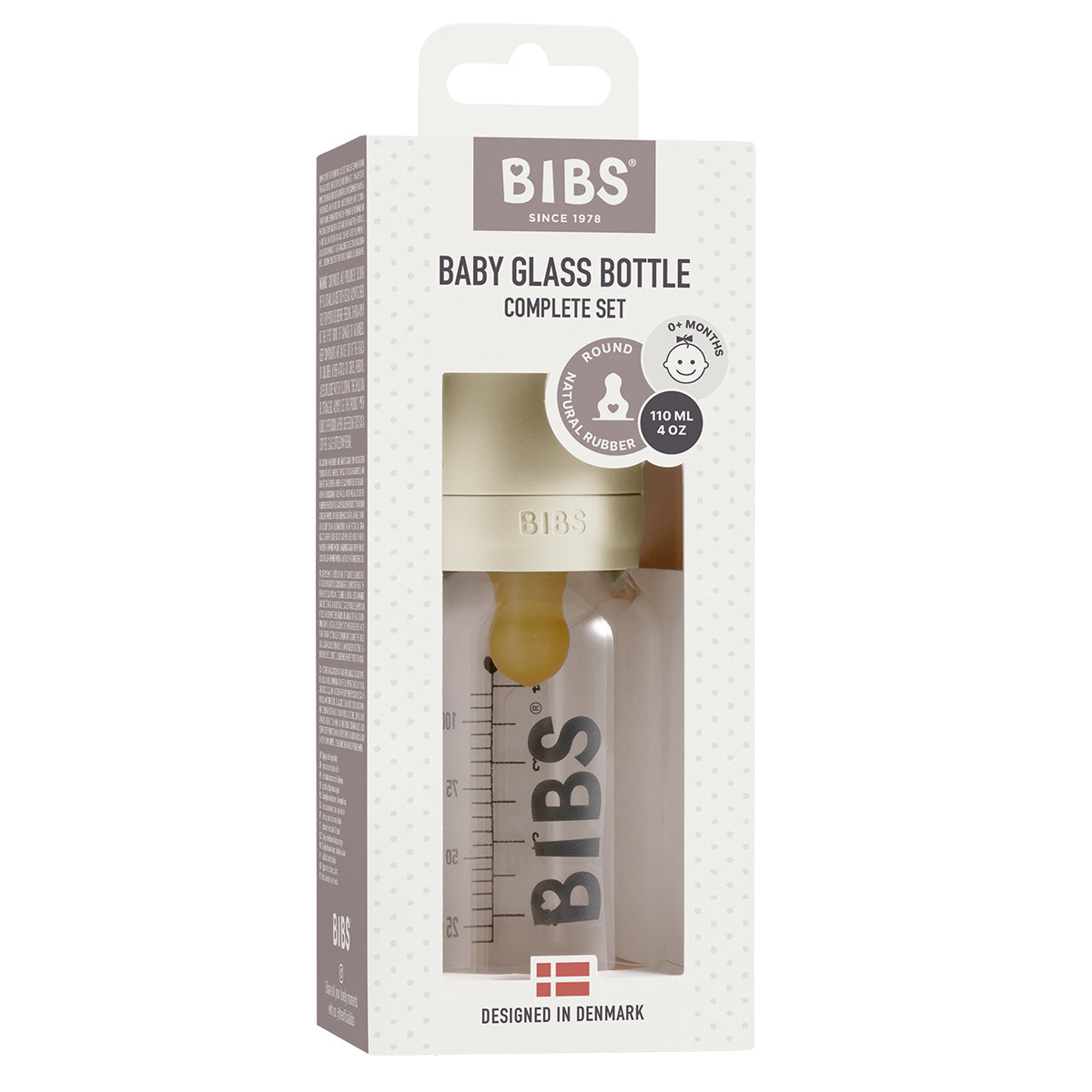 Baby Glass Bottle Complete Set Latex 110ml (Ivory)