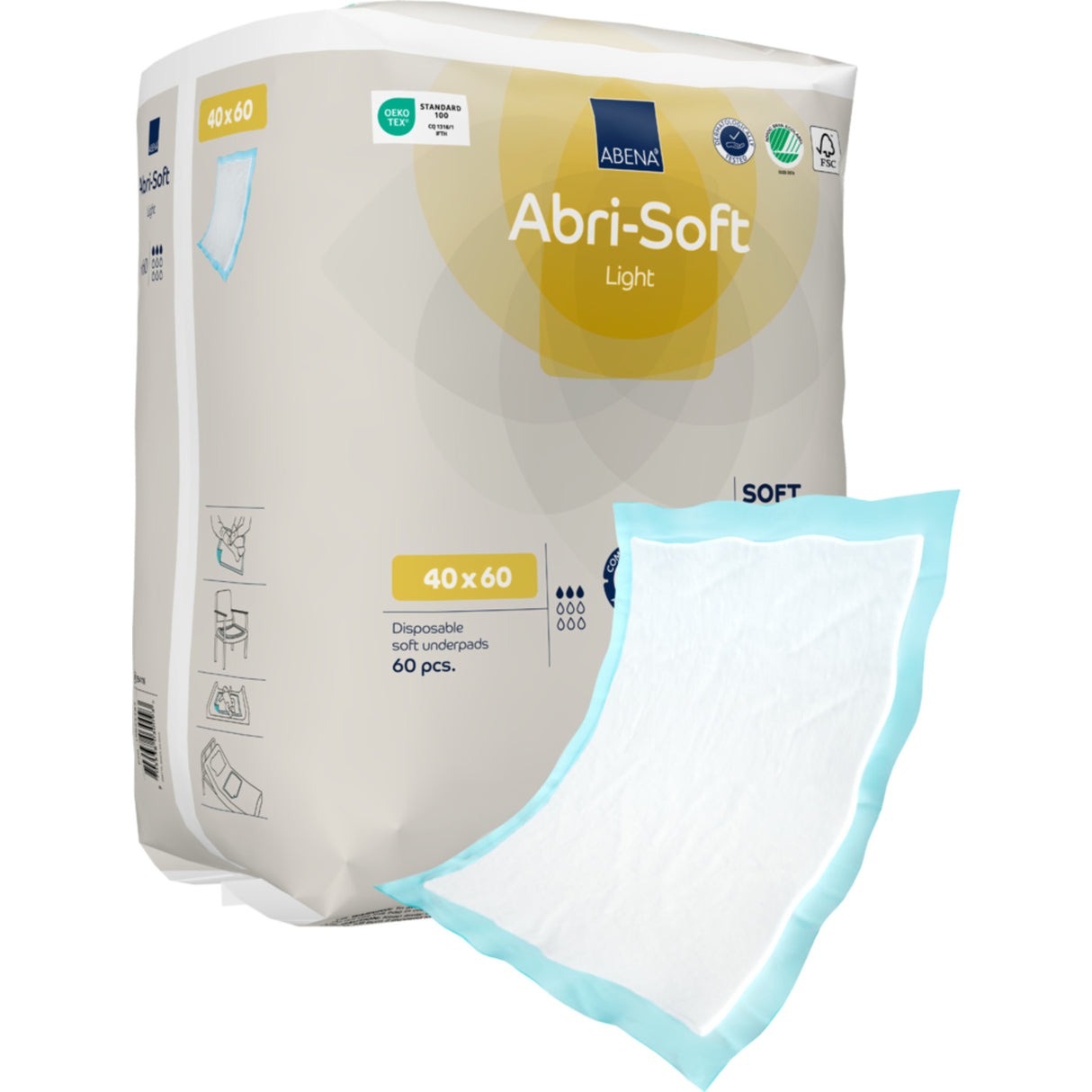 Abri-Soft Light Underlägg, 60x40cm, ljusblå, fluff/nonwoven/PE
