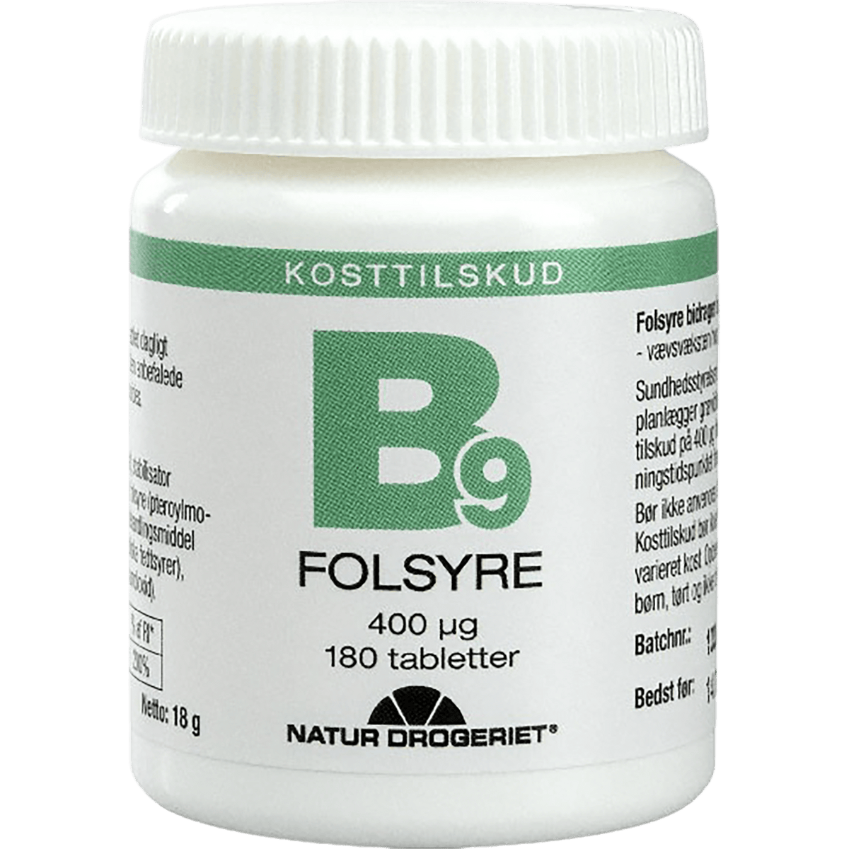 Natur-Drogeriet Folsyra Ekonomipack 400 µg | 180 tabletter