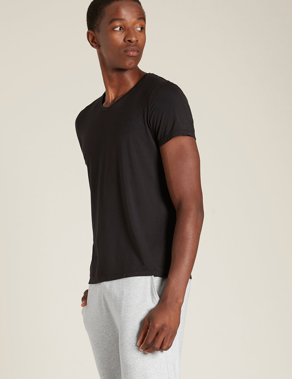 Bambu T-shirt Herr V-hals svart