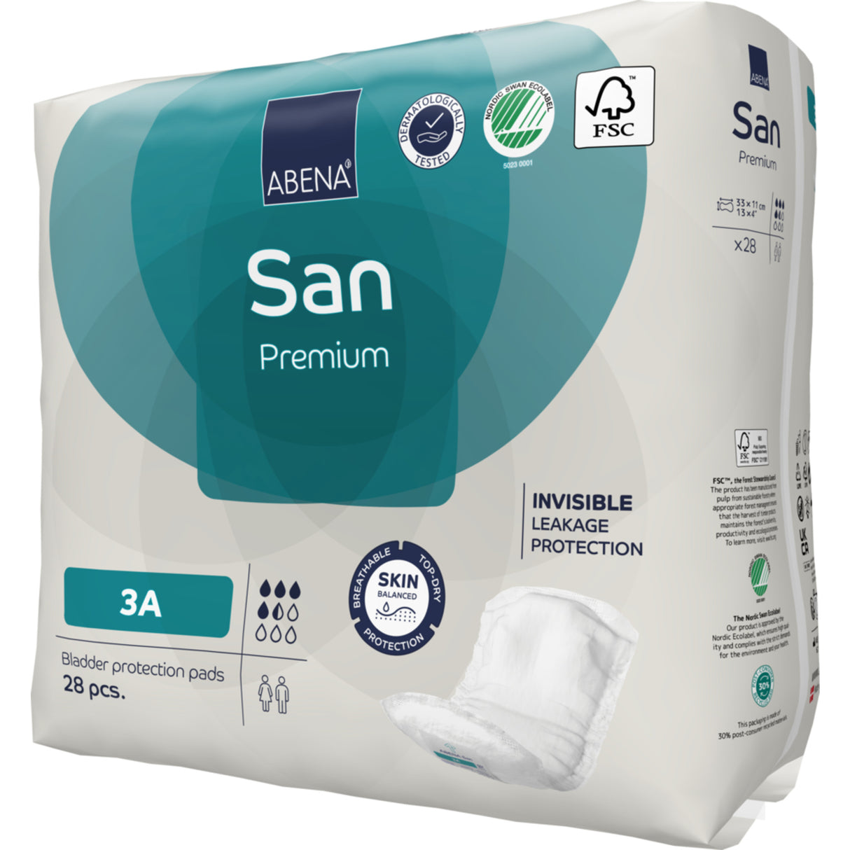 San 3A, Kroppsformat Inkontinensskydd med tejp, Premium