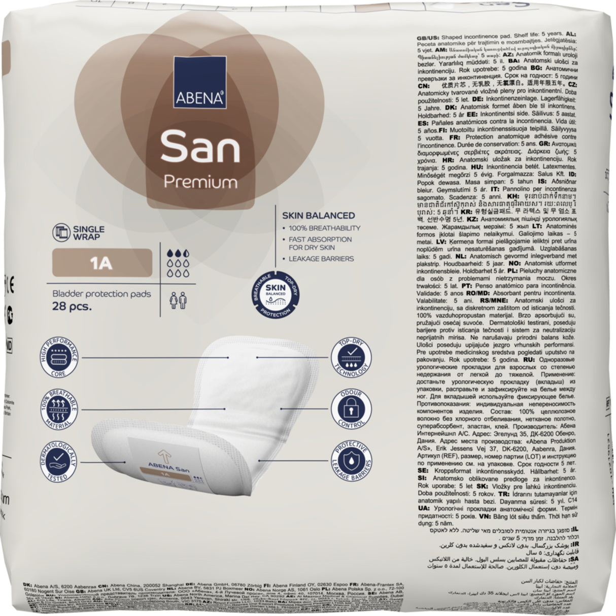 San 1A, Kroppsformat Inkontinensskydd med tejp, Premium