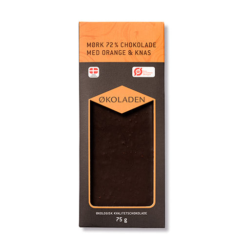 Choklad med ekologisk apelsin/knäckebröd EKO 72%