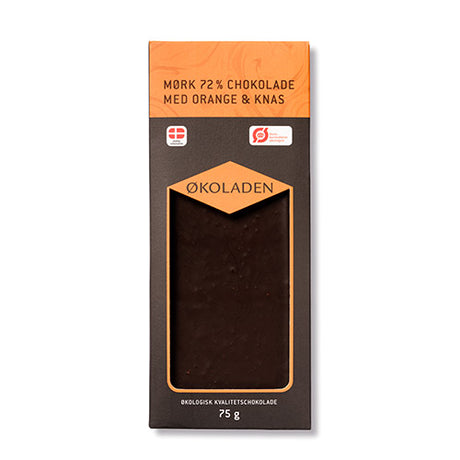 Choklad med ekologisk apelsin/knäckebröd EKO 72%