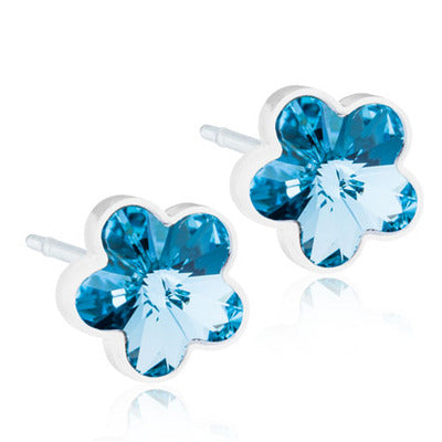 Örhänge Flower Aquamarine 6mm