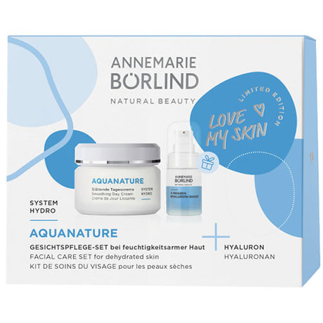 Aquanature Ansiktsvårdset Dagkräm 50 Ml + 2-fas Hyaluronsyra Shake 15 Ml Eko