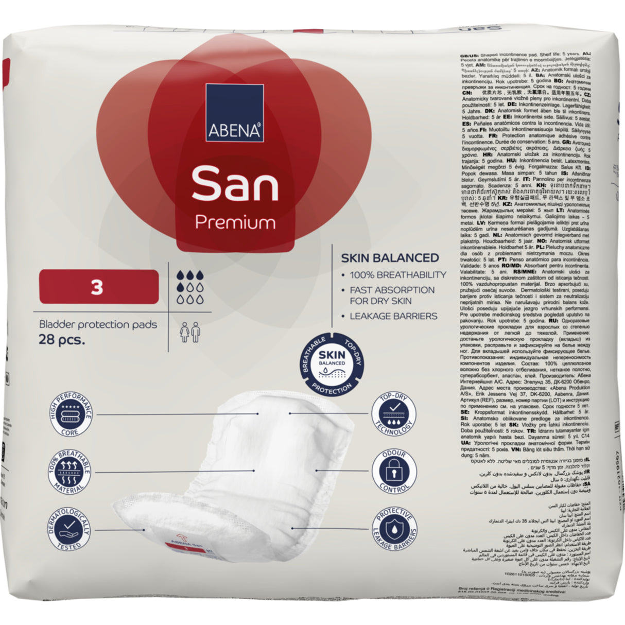 San 3, Kroppsformat Inkontinensskydd med tejp, Premium