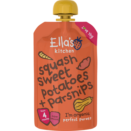 Ellas Kitchen Babymos 4 mån+ Squash, Sötpotatis & Palsternacka Ekologisk | 120 g